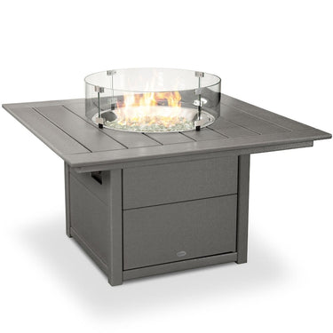 POLYWOOD 42-Inch Square Propane Fire Pit Table - Slate Grey